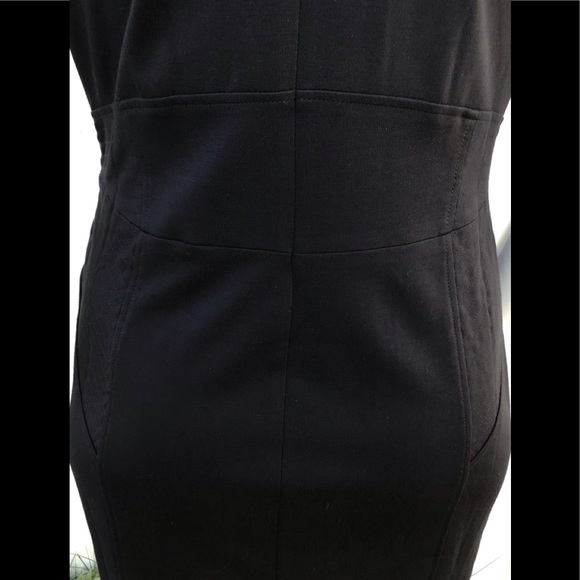 🆕NEW! Illusion Ponte Bodycon Sheath Dress with Mesh V-Neck, the perfect LBD - Picture 8 of 14